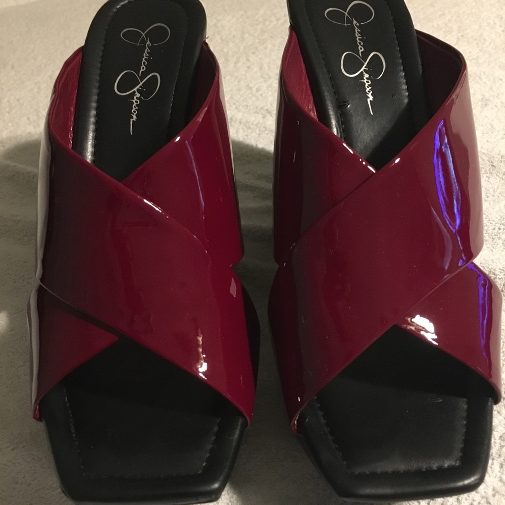 Jessica Simpson patent leather wedges
